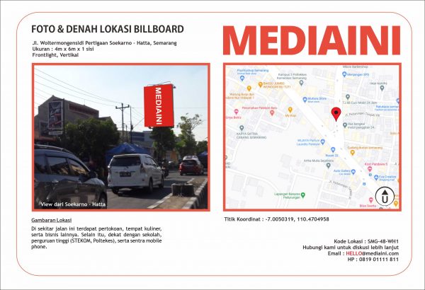 Sewa Baliho Jl. Woltermongensidi Pertigaan Soekarno-Hatta Semarang view dari Soekarno-Hatta - Gambar 2